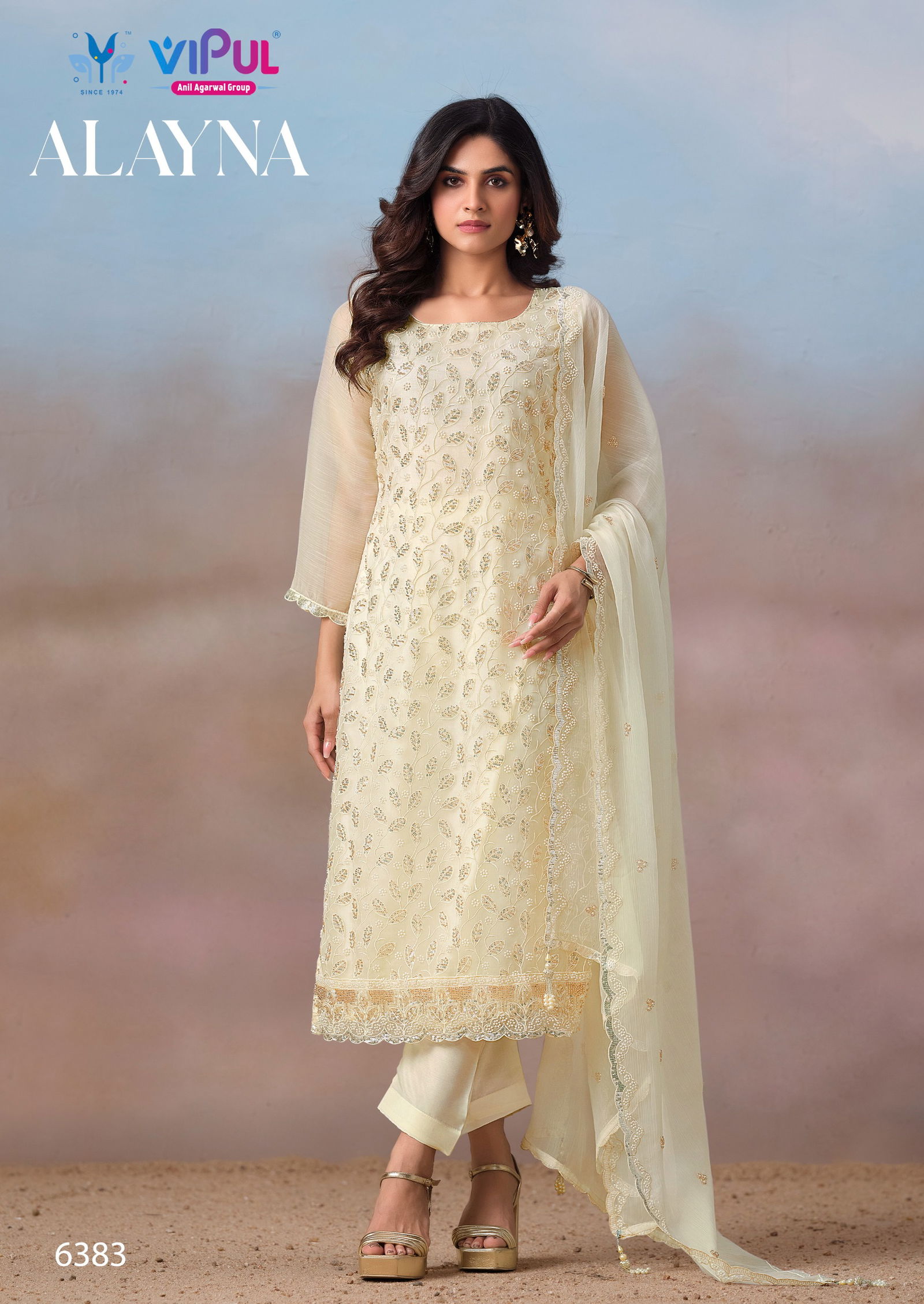 Alayna By Vipul Crinkle Chiffon Embroidery Salwar Suits Wholesale Market In Surat